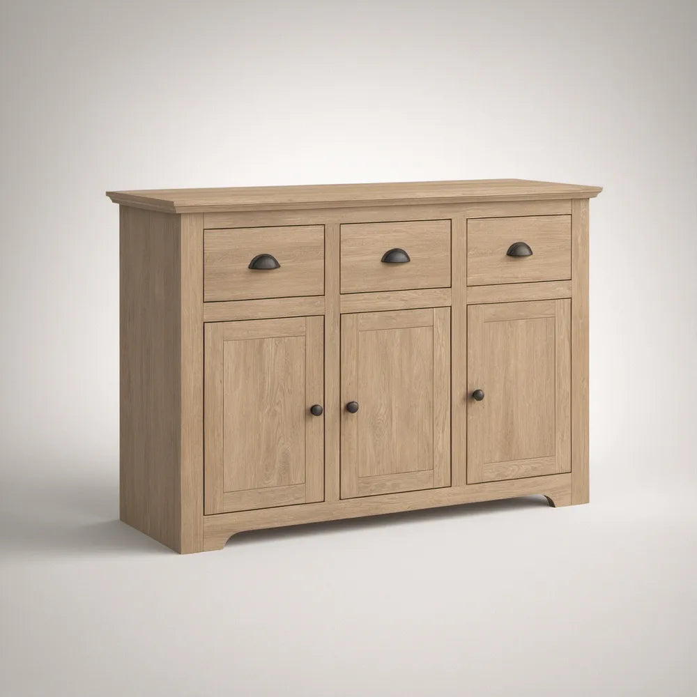Aparador em MDF Carvalho Claro com 3 Portas e 3 Gavetas, 120 x 40 x 85 cm