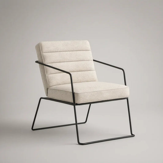 Poltrona com Braços em Aço e Tecido Bouclé Bege 65 x 76 x 86 cm