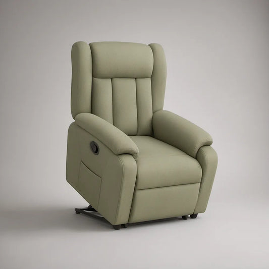 Poltrona Reclinável Manual Verde-sálvia com Apoio de Pés, 85 x 95 x 104 cm