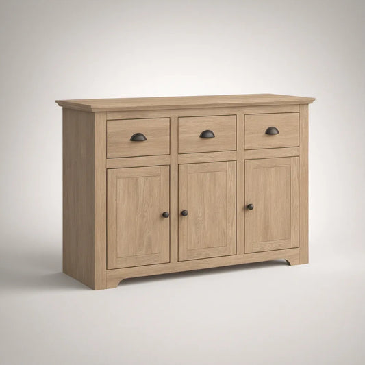 Aparador em MDF Carvalho Claro com 3 Portas e 3 Gavetas, 120 x 40 x 85 cm